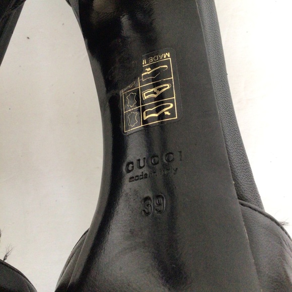 GUCCI BLACK LEATHER BAMBOO HEELS SIZE 39 - Picture 12 of 15